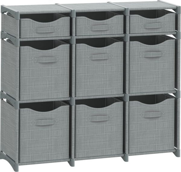 NEATERIZE Cube Storage Organizer With Storage Bins, 9 Cubes, Grey product image