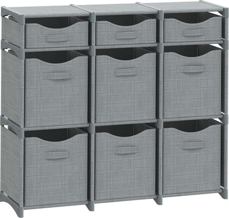 NEATERIZE Cube Storage Organizer With Storage Bins, 9 Cubes, Grey product image