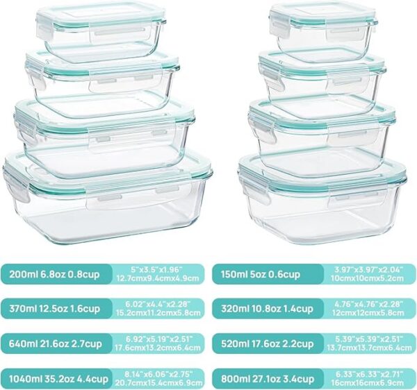 Vtopmart 8 Pack Glass Food Storage Containers